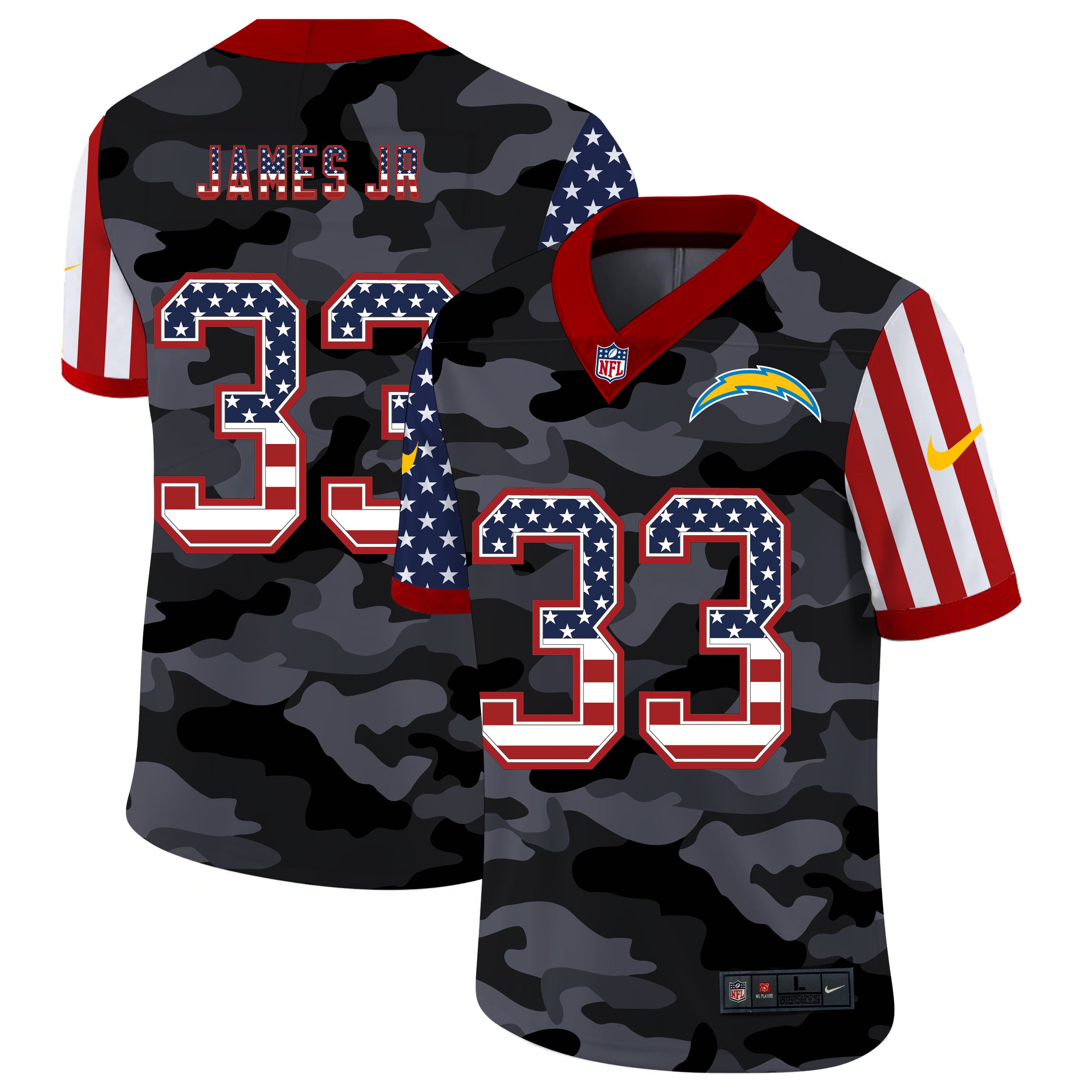 Men Los Angeles Chargers #33 James jr 2020 Nike USA Camo Salute to Service Limited NFL Jerseys->los angeles chargers->NFL Jersey